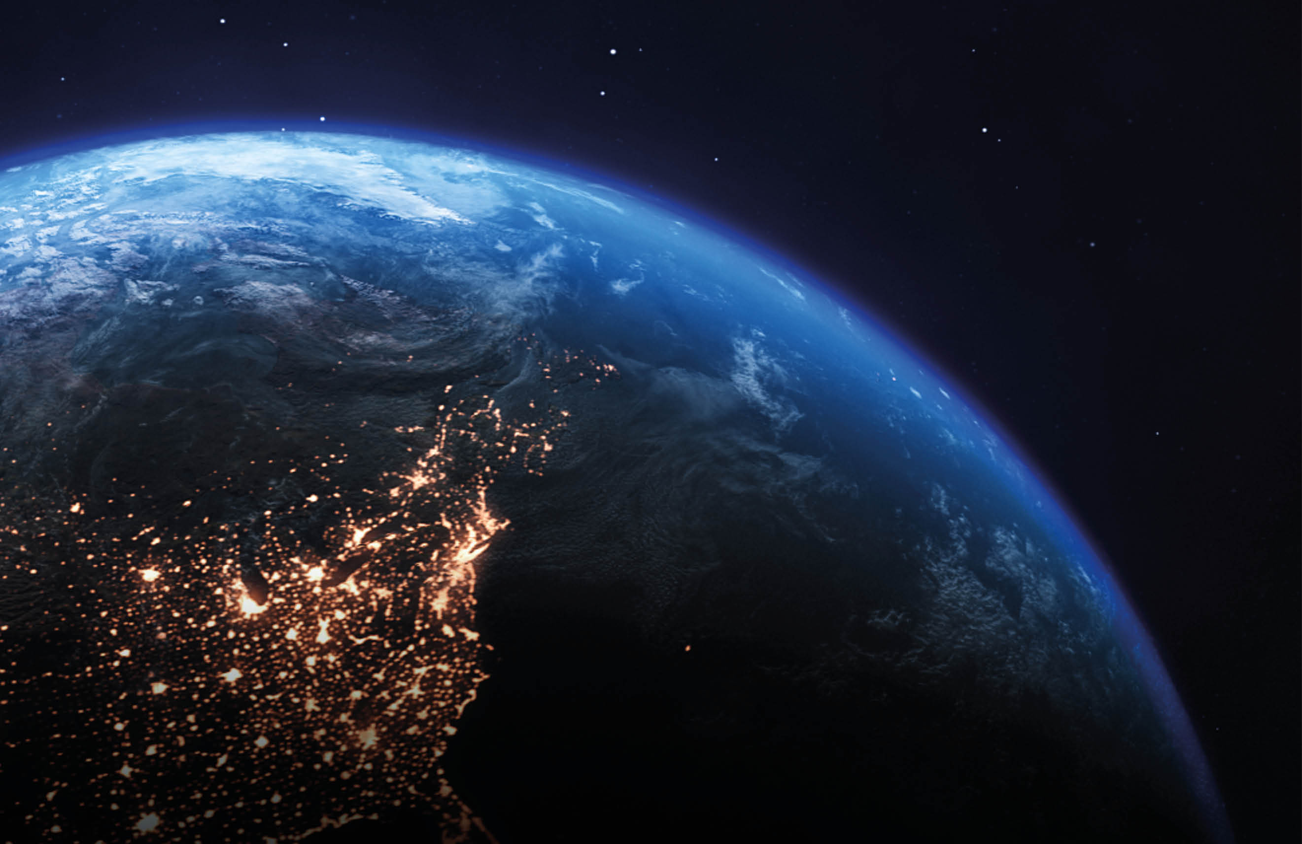 Planet Earth Satellite View. Maps from NASA: https://visibleearth.nasa.gov/images/144875/earth-at-night-black-marble-2012-color-maps-v2