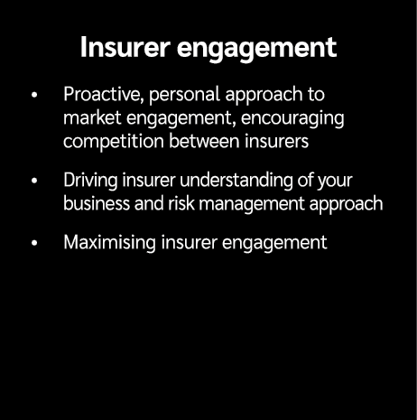 Insurer engagement • Proactive, personal approach to market engagement, encouraging competition between insurers • Dr...